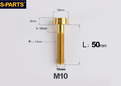 SPARTS Titanium Anti-Theft Fasteners M10 D19×L20-65 P1.5  – Brake Caliper Locking Screw for Motorcycle