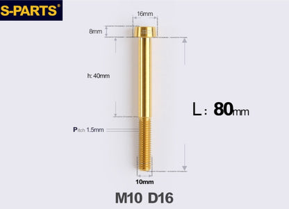SPARTS Titanium Anti-Theft Fasteners M10×L20-80 D16 P1.5 – Brake Caliper Locking Screw for Motorcycle