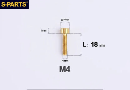 SPARTS Titanium Socket Head Bolts M4x6–25mm for Motorcycles