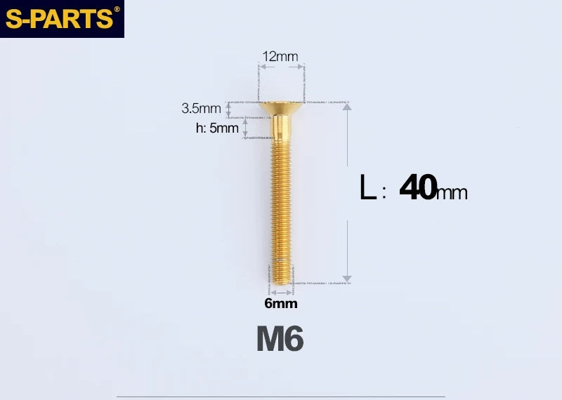 SPARTS M6×10–65mm Titanium Torx Countersunk Bolts for Motorcycle Frames