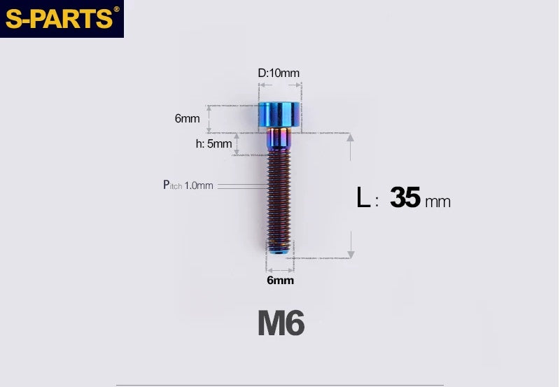 SPARTS M6×30–70mm Titanium Socket Head Cap Screws for Motorcycles