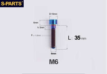 SPARTS M6×30–70mm Titanium Socket Head Cap Screws for Motorcycles