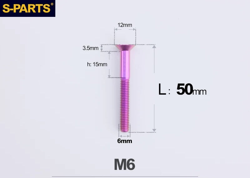 SPARTS M6×10–65mm Titanium Torx Countersunk Bolts for Motorcycle Frames