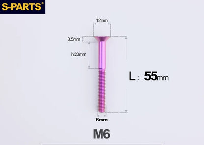 SPARTS M6×10–65mm Titanium Torx Countersunk Bolts for Motorcycle Frames