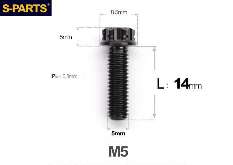 SPARTS M5×6-95mm Standard Head Screw Titanium Bolt for Motorcycle Modification