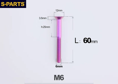 SPARTS M6×10–65mm Titanium Torx Countersunk Bolts for Motorcycle Frames
