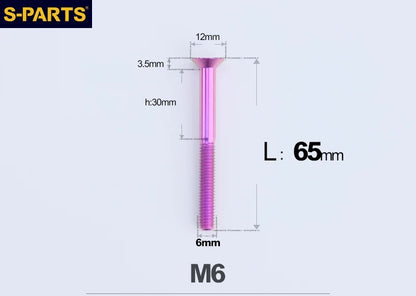 SPARTS M6×10–65mm Titanium Torx Countersunk Bolts for Motorcycle Frames
