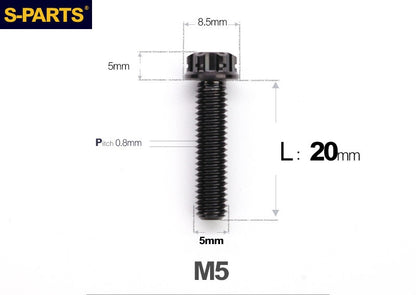 SPARTS M5×6-95mm Standard Head Screw Titanium Bolt for Motorcycle Modification