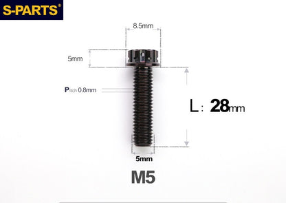 SPARTS M5×6-95mm Standard Head Screw Titanium Bolt for Motorcycle Modification