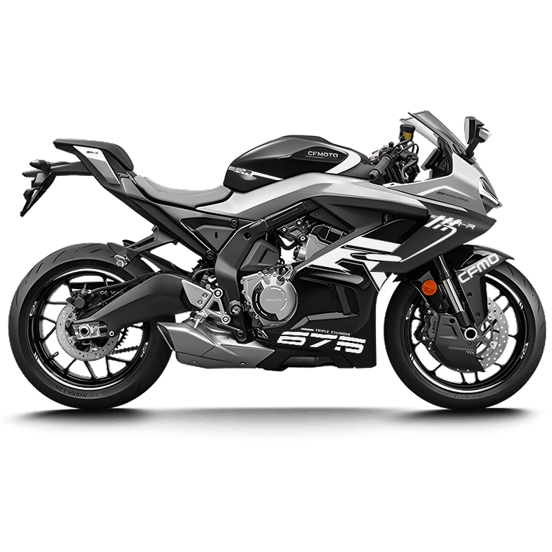 CFMOTO 675SR Violet Graphic Decal Kit Motorcycle Body & Rim Stickers — Black Motorcycle