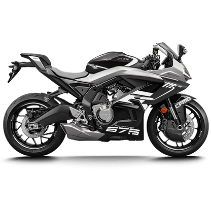 CFMOTO 675SR Violet Graphic Decal Kit Motorcycle Body & Rim Stickers — Black Motorcycle