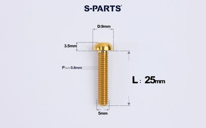 SPARTS A2 M5 Titanium Button Head Bolts for Bicycle Brake Caliper Upgrades Ultra-Light Fasteners