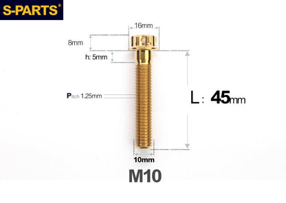 SPARTS M10 L12-120mm P1.25 A3 Series Standard Head Titanium Bolt |  Motorcycle  Upgrade