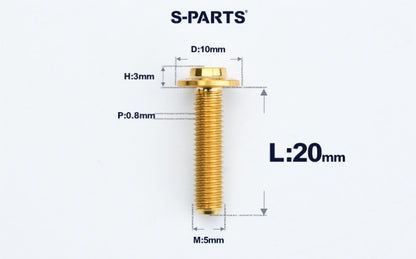 SPARTS A3 M5×L6-50 D10 Titanium Button Head Bolt for Motorcycle & Bicycle Lightweight Custom Fasteners