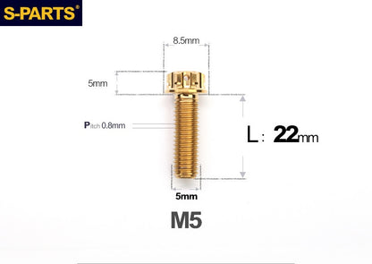 SPARTS M5×6-95mm Standard Head Screw Titanium Bolt for Motorcycle Modification