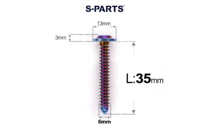 SPARTS M6 Titanium Flanged Button Head Self-Tapping Bolt D13