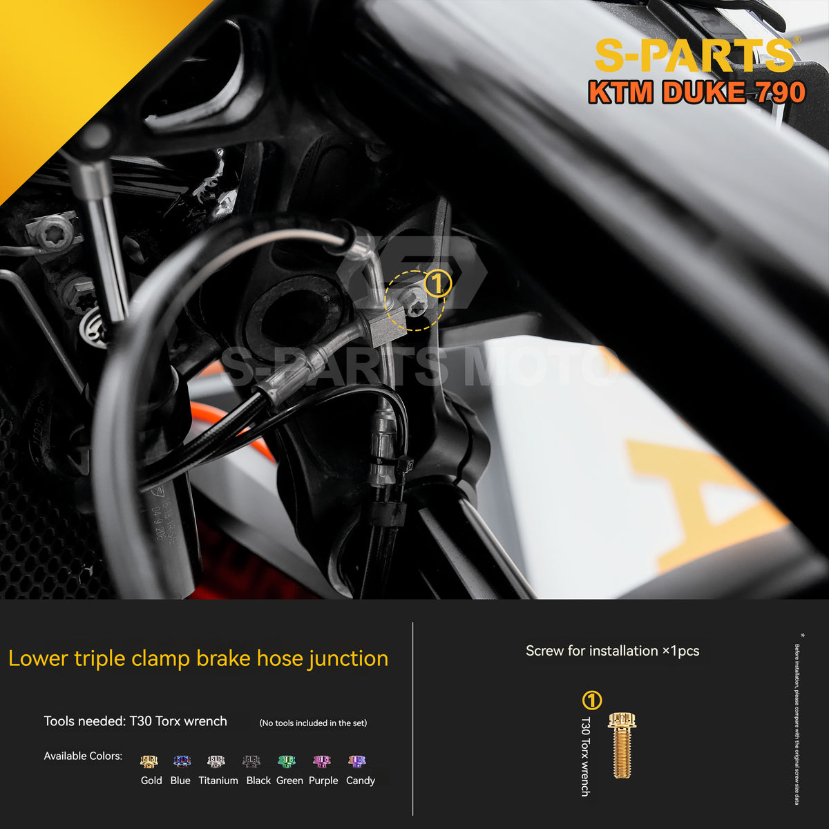 S-parts Titanium Front & Rear Brake / Suspension Bolt Kit for KTM DUKE 790