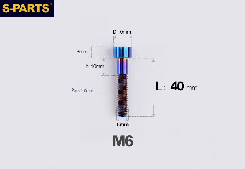 SPARTS M6×30–70mm Titanium Socket Head Cap Screws for Motorcycles