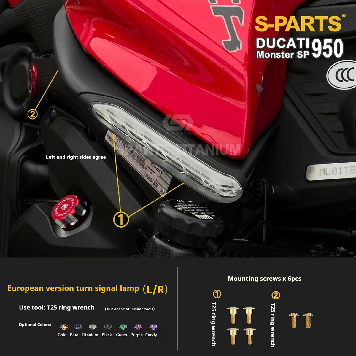 SPARTS Titanium Bolt Kit for Ducati New Monster SP 950 – CNC Titanium Upgrade Kit