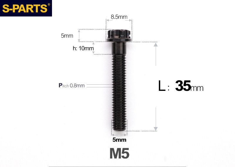 SPARTS M5×6-95mm Standard Head Screw Titanium Bolt for Motorcycle Modification