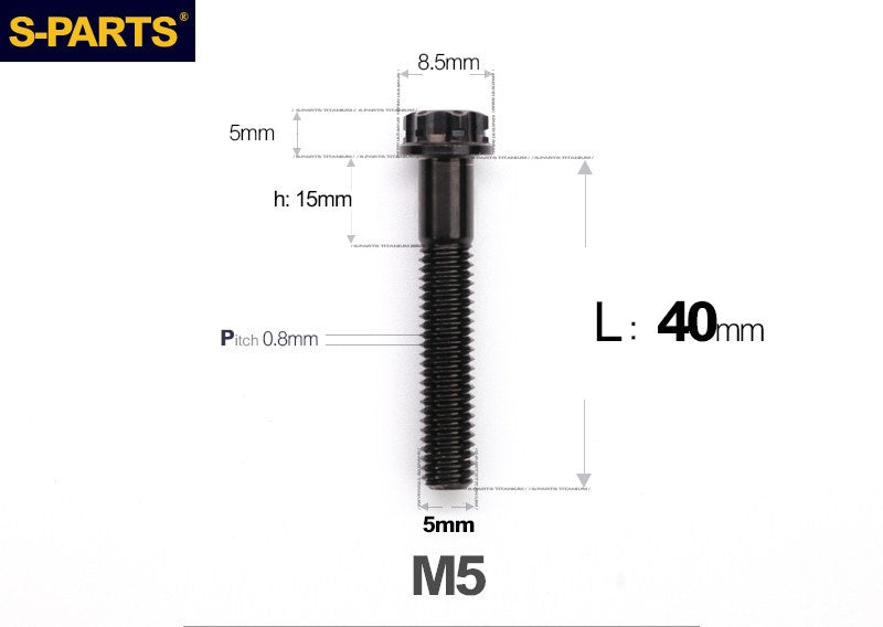 SPARTS M5×6-95mm Standard Head Screw Titanium Bolt for Motorcycle Modification