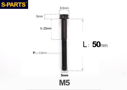 SPARTS M5×6-95mm Standard Head Screw Titanium Bolt for Motorcycle Modification