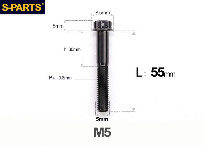 SPARTS M5×6-95mm Standard Head Screw Titanium Bolt for Motorcycle Modification