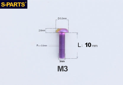 S-PARTS M3 A2 Truss Head Titanium Bolts for Bicycle Brakes & Components (L6-L15)