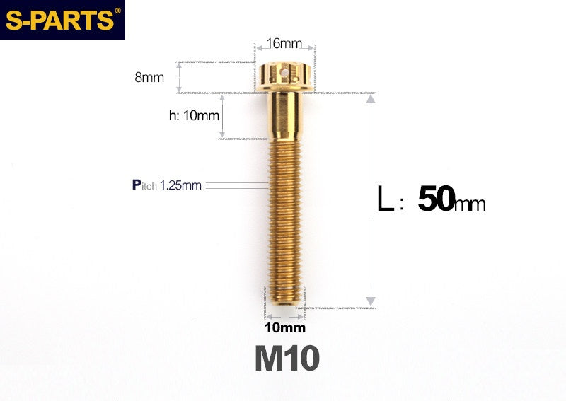 SPARTS M10 L12-120mm P1.25 A3 Series Standard Head Titanium Bolt |  Motorcycle  Upgrade