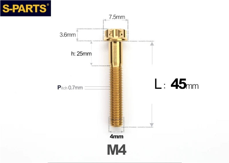 SPARTS M4 ×6 –50mm Titanium Torx Flange Head Bolts