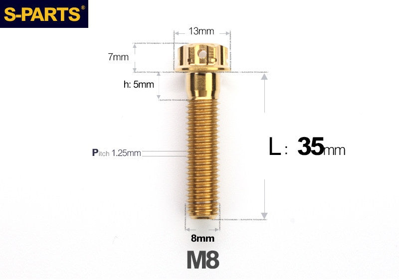 SPARTS M8 A3 Titanium Bolts TC4 Standard Head Fasteners