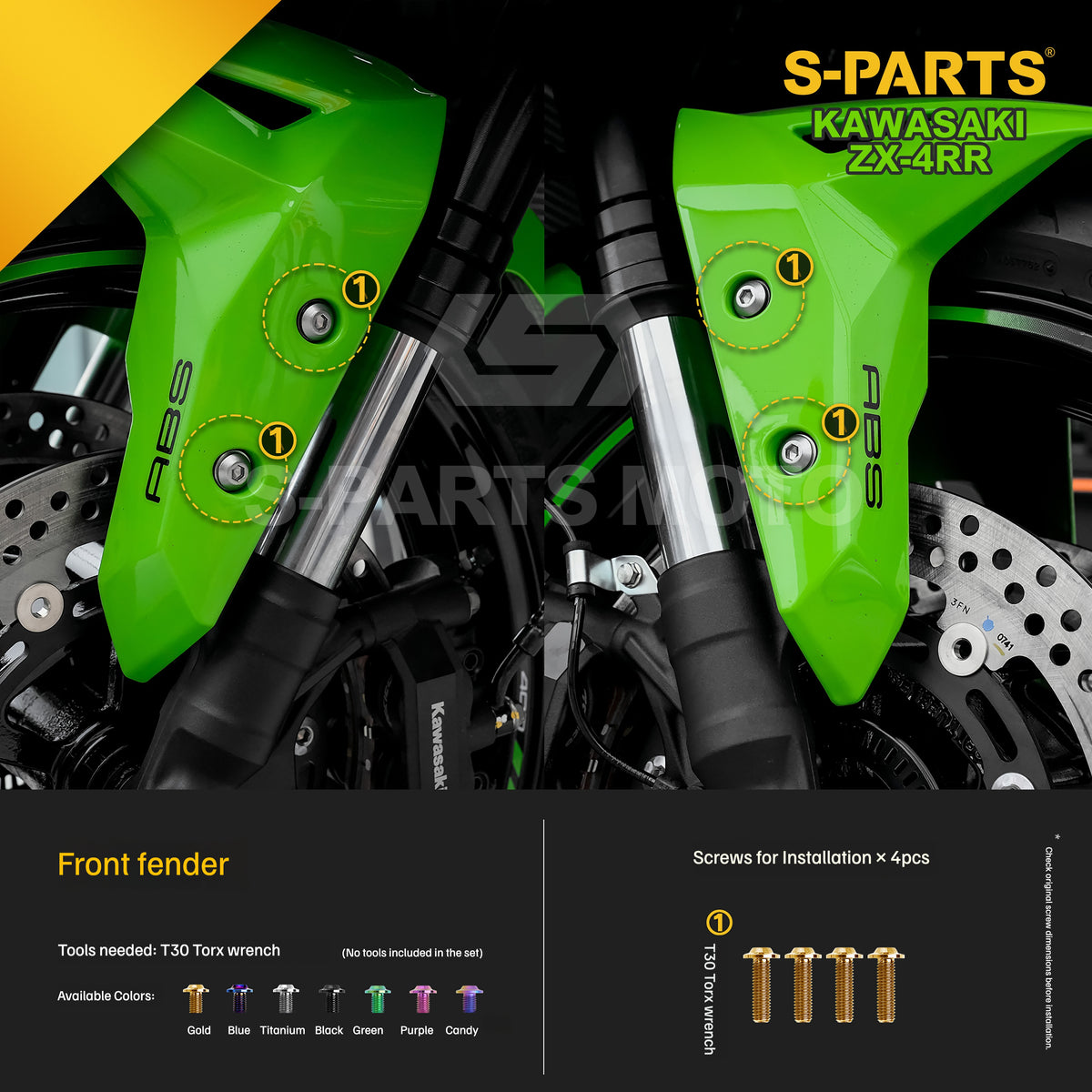 SPARTS TC4 Titanium Bolt Kit for Kawasaki ZX-4RR | Motorcycle Titanium Bolt Upgrade