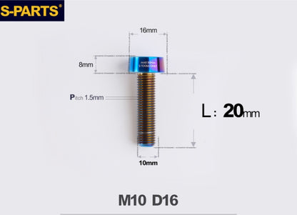 SPARTS Titanium Anti-Theft Fasteners M10×L20-80 D16 P1.5 – Brake Caliper Locking Screw for Motorcycle