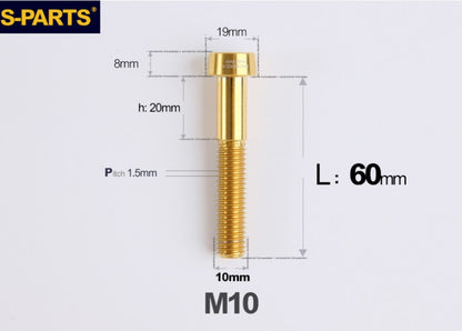 SPARTS Titanium Anti-Theft Fasteners M10 D19×L20-65 P1.5  – Brake Caliper Locking Screw for Motorcycle