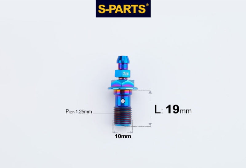 SPARTS M10 Single-Hole Banjo Bolt with Bleeder – Hex Head Titanium Bolt P1.0 / P1.25 for Motorcycles & Bicycles