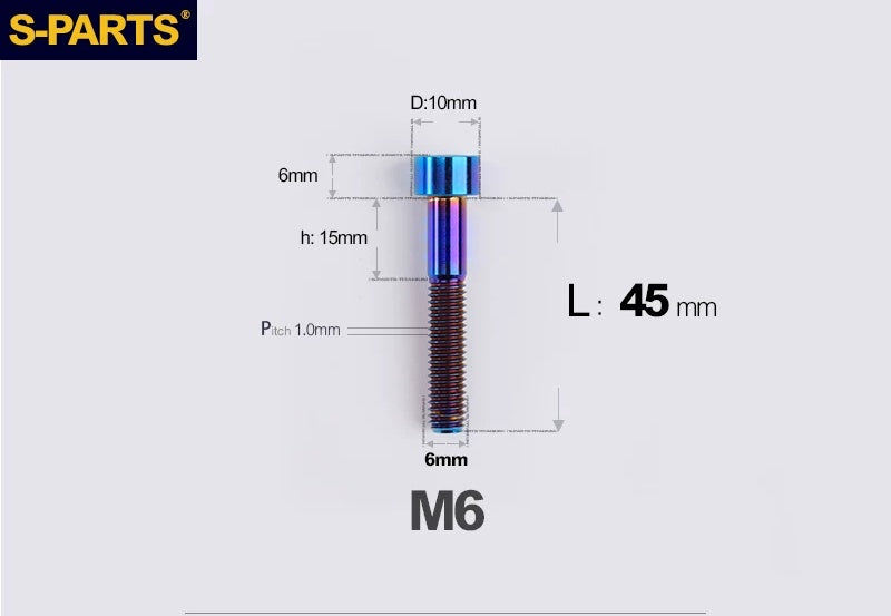 SPARTS M6×30–70mm Titanium Socket Head Cap Screws for Motorcycles