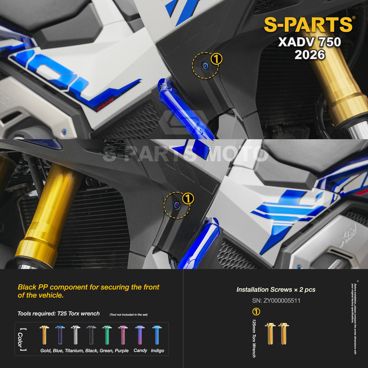 SPARTS Titanium Bolt Kit for Honda X-ADV 750 2026 Bodywork Fasteners