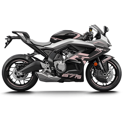 CFMOTO 675SR Violet Graphic Decal Kit Motorcycle Body & Rim Stickers — Black Motorcycle