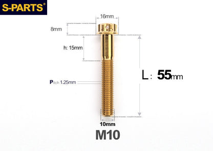 SPARTS M10 L12-120mm P1.25 A3 Series Standard Head Titanium Bolt |  Motorcycle  Upgrade