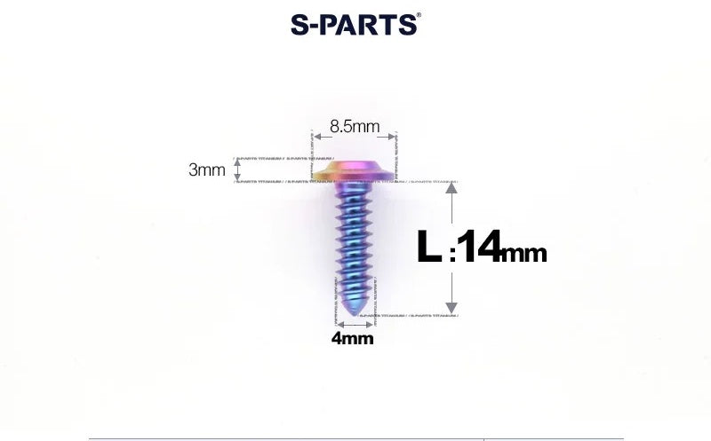 SPARTS M4 D8.5 Titanium Truss Head Self-Tapping Screws for Motorcycles