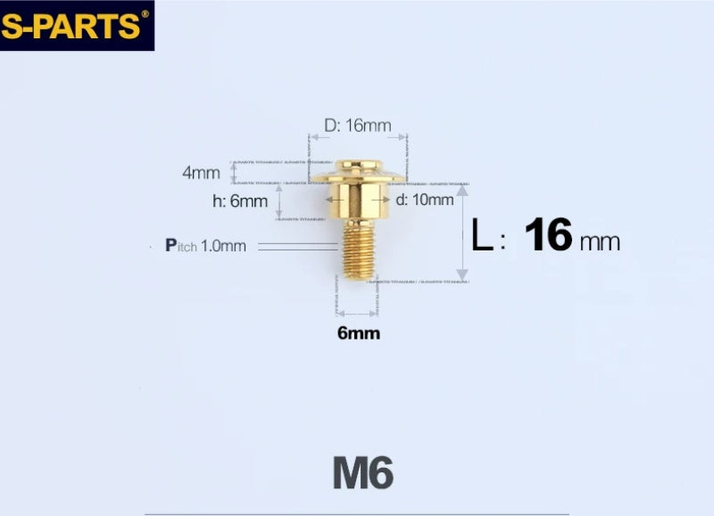 SPARTS M6 Titanium Shoulder Bolts for Motorcycle Brake Discs