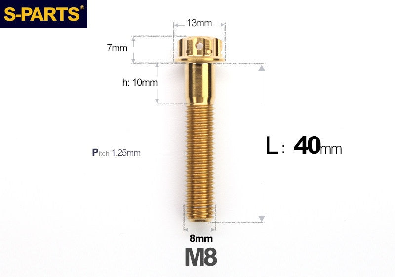 SPARTS M8 A3 Titanium Bolts TC4 Standard Head Fasteners