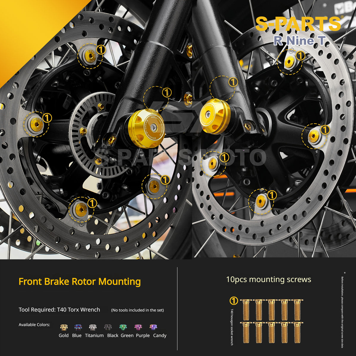 S-PARTS Premium Titanium Braking & Handling Upgrade Kit for BMW R nineT