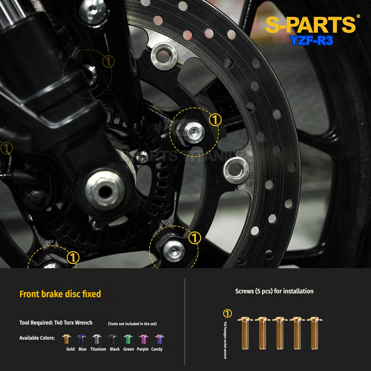 SPARTS Titanium Front End and Brake Fastener Kit for Yamaha YZF-R3