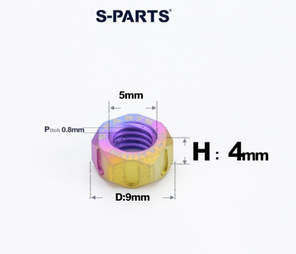 SPARTS Candy Titanium Alloy Hex Nuts – TC4 Motorcycle Locking & Fastening Nuts M5 M6 M8 M10 M12