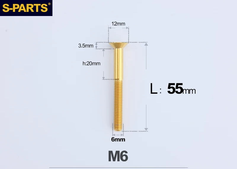 SPARTS M6×10–65mm Titanium Torx Countersunk Bolts for Motorcycle Frames