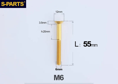 SPARTS M6×10–65mm Titanium Torx Countersunk Bolts for Motorcycle Frames