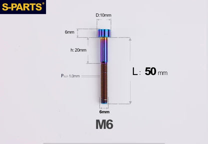 SPARTS M6×30–70mm Titanium Socket Head Cap Screws for Motorcycles