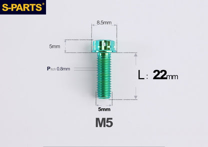 SPARTS M5×6-95mm Standard Head Screw Titanium Bolt for Motorcycle Modification