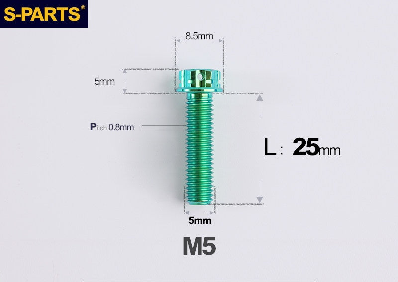 SPARTS M5×6-95mm Standard Head Screw Titanium Bolt for Motorcycle Modification